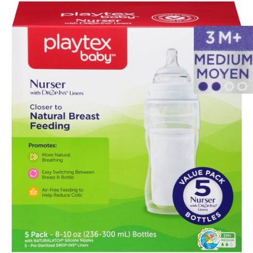 X.H. Baby【美國Playtex】Drop-Ins 兩段式彎曲防脹氣拋棄式奶瓶 8-10oz 裸瓶
