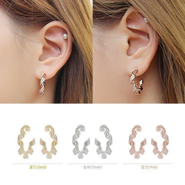 韓國進口 閃爍曲線環C型 925純銀耳針耳環70-75-37*(現貨+預購) 