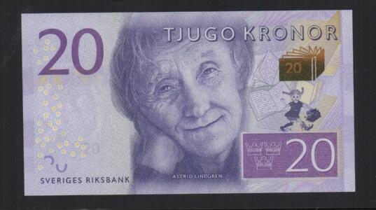 【低價外鈔】瑞典 2015年 20 KR 瑞典克朗 紙鈔一枚，少見~