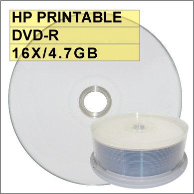 【國際名牌】HP PRINTABLE DVD-R 16X 4.7G 可列印空白光碟片 25片