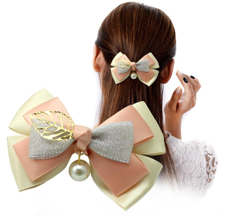 無可取代 韓版 葉片 珍珠 蝴蝶結 髮圈 彈簧夾 髮飾