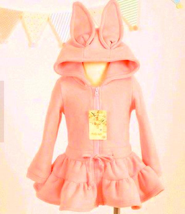 結束營業/出清/一件不留立體大耳朵兔兔造型裙式連帽保暖外套(5~11號) 超值特價