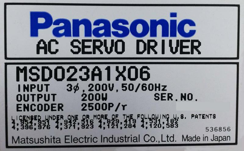 【東急機電】松下驅動器 Panasonic AC servo Driver MSD023A1X06