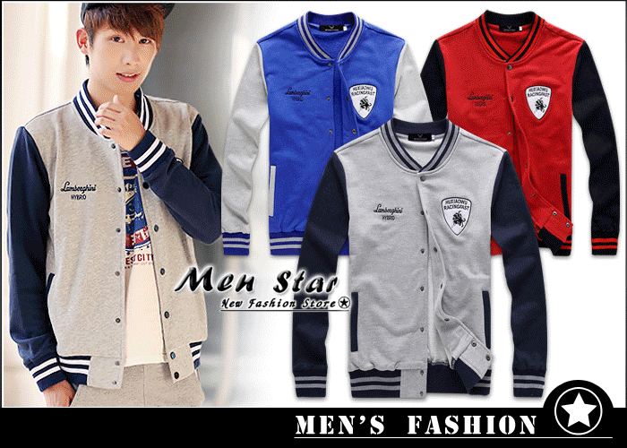 【Men Star】免運費 韓版立領棒球外套 / 運動外套 棒球服 棒球外套 針織衫 / 媲美 adidas puma