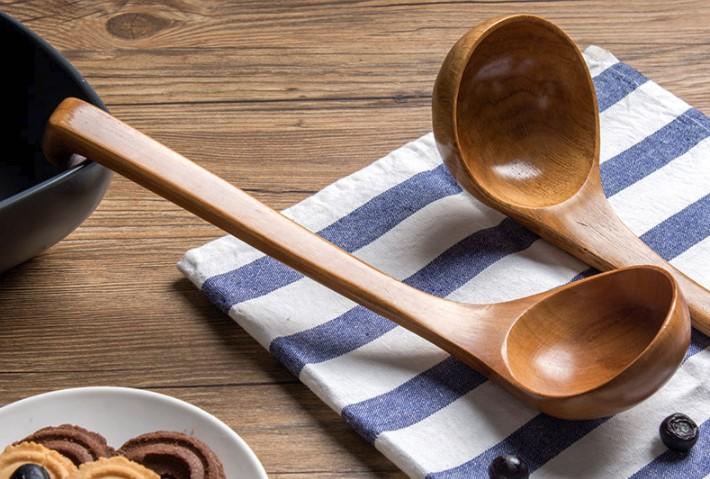 日式木質勺子長柄帶鉤大湯勺盛粥勺稀飯勺大號木頭勺子火鍋勺家用