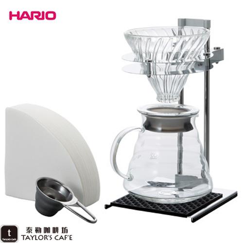 【TDTC 咖啡館】HARIO VPOS-1506-SV 工業風 玻璃濾杯 滴漏壺組 (金屬支架可調濾杯高度)