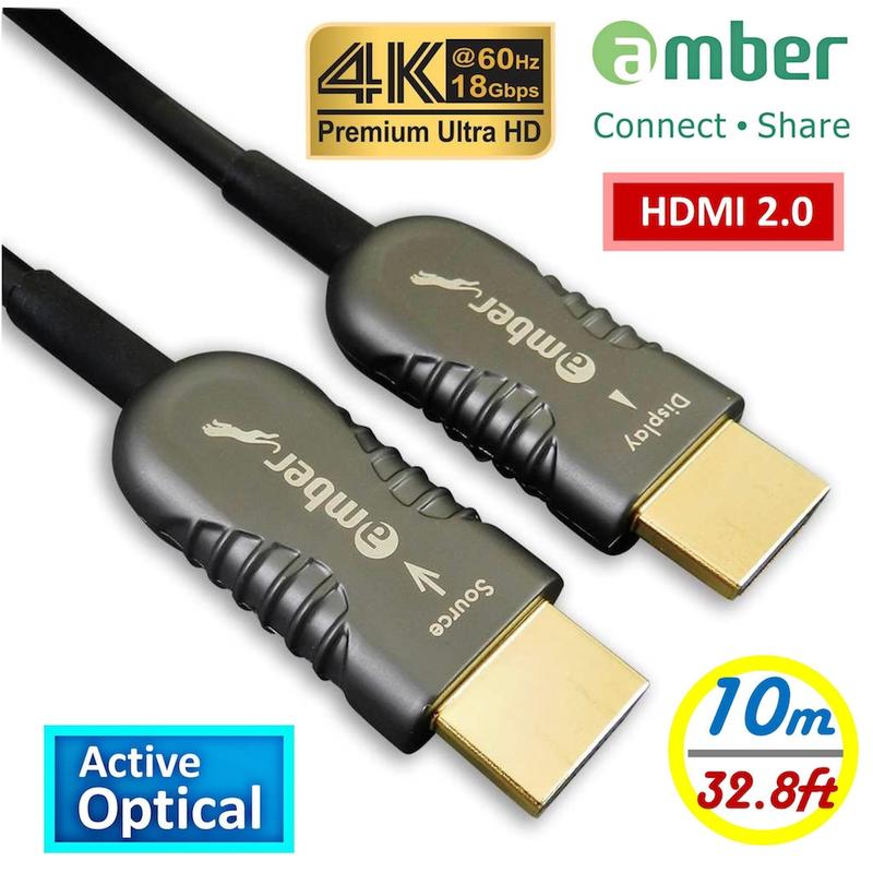 【免運折扣】amber HDMI 2.0主動式光纖傳輸線_Premium 4K@60Hz/18Gbps-【10公尺】
