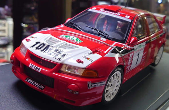 Autoart 1/18。Mitsubishi Lancer VI WRC 1999 #1。紅彩四門。原盒