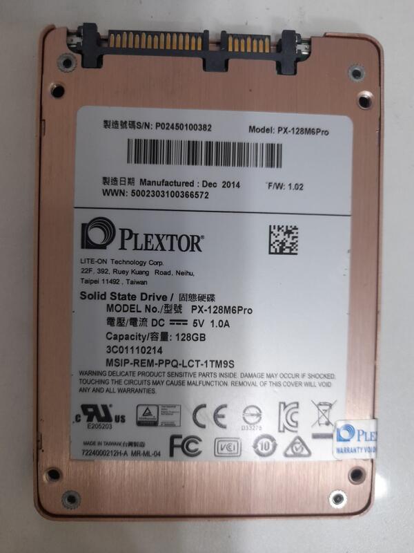 PLEXTOR PX-128M6Pro SATA3 SSD固態硬碟 128GB 使用時數1000多小時