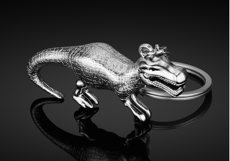 [現貨] H-120 銀色 霸王龍 立體仿真恐龍 鑰匙扣創意金屬恐龍鑰匙挂件歐美電影周邊贈送小禮品 創意挂件 鋅合金禮品