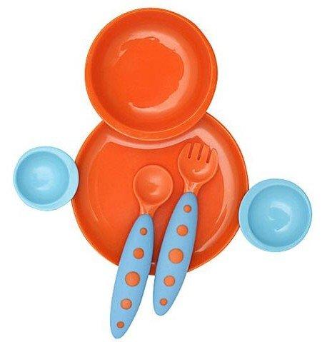 【美國代購 特價新品】Boon –互組碗盤餐具組 (現貨: 橘藍) 小盤可以任意與大盤邊緣相接的特殊設計