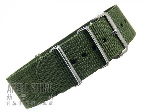 【蘋果小舖】22mm NATO 彈道 帆布/尼龍錶帶   軍綠色  附贈 彈簧棒*2 + 雙頭 DIY拆皮錶帶工具*1