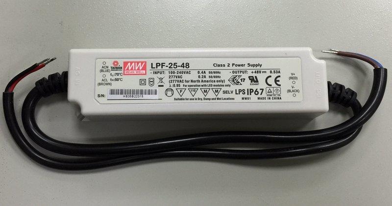 [科達電能] 全新 LPF-25-48 25W 48V 0.53A 塑膠殼IP67防水LED電源