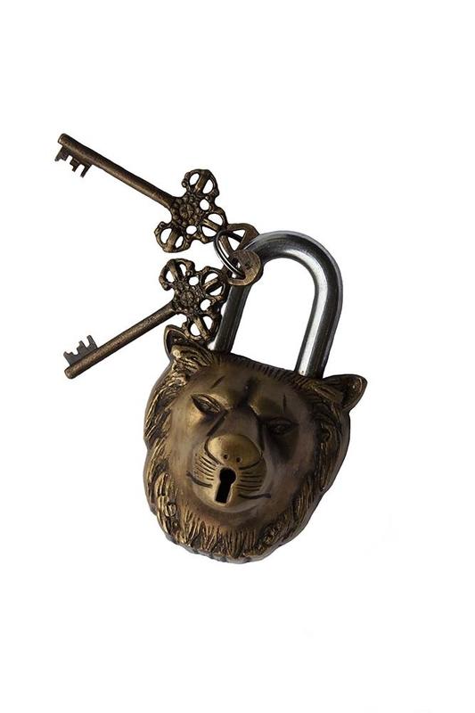金色獅頭 金屬掛鎖 金屬扣鎖 鑰匙鎖 鎖匙