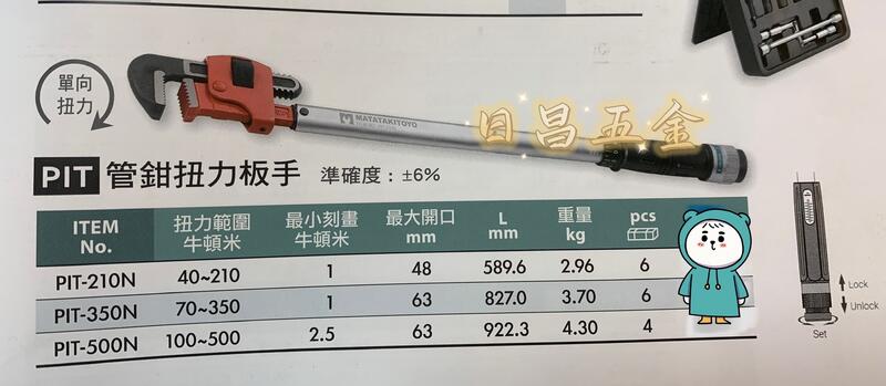 鴻昌五金附發票MATATAKITOYO 品牌水管鉗扭力板手管子鉗扭力扳手管鉗