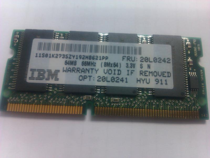 IBM筆電記憶體64MB韓國製PC-66粗用MEMORY雙面20L0242現代顆粒SDRAMNBNoteBook144P