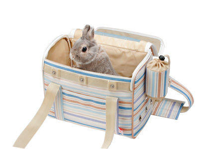 ☆米可多寵物精品☆日本Marukan條紋兔兔用MR-273粉/274藍寵物外出提袋提籃背袋 二色