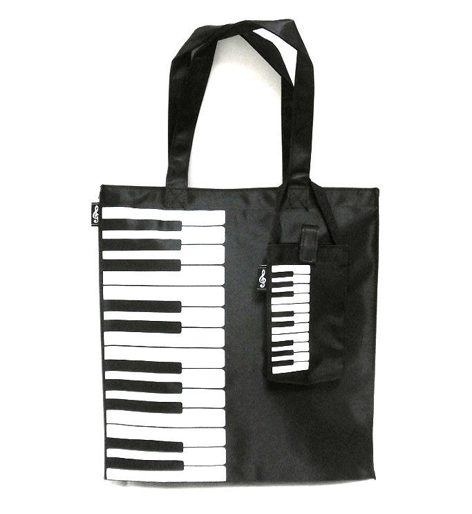 ☆陽光音樂城☆全新 黑色 鍵盤圖案 樂譜袋 附小袋 (鍵盤圖案 手提袋)