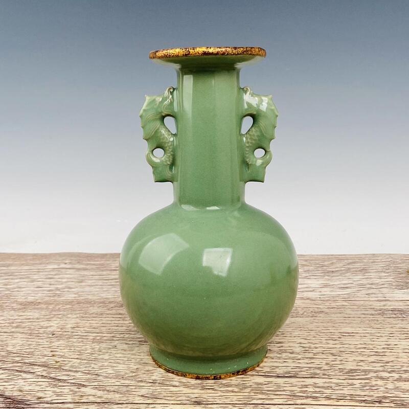 古董瓷器龍泉窯包金口花瓶高24cm直徑15cm編號350-13957 | 露天市集| 全 