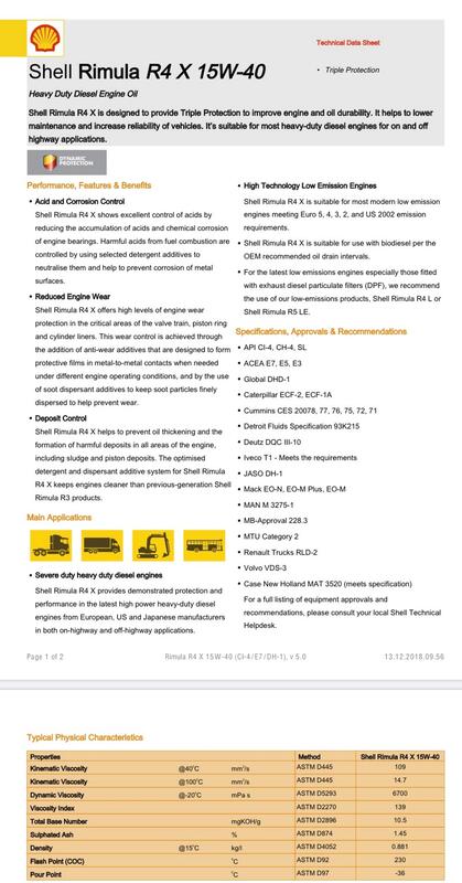 Shell Rimula R4x 15w40 Pdf 【殼牌Shell】Rimula R4X 15W40、重車柴油引擎機油、209公升/桶裝【CI4-四期車-汽柴油共軌式】 | 露天市集 | 全台 ...