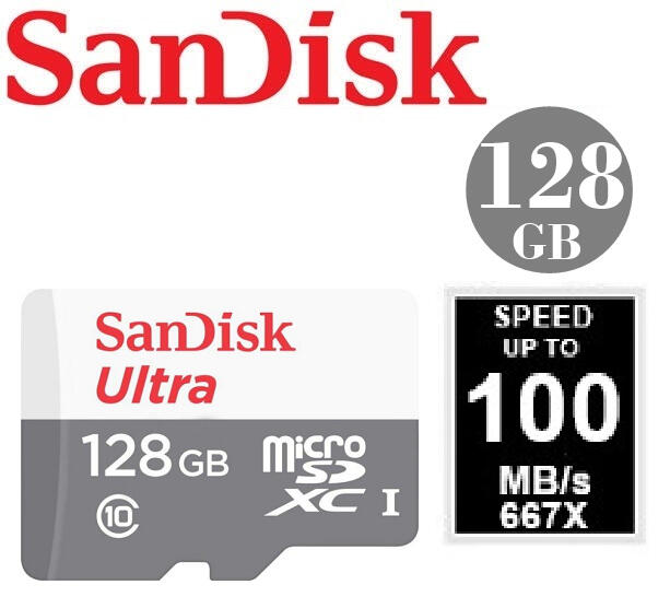 667X 100MB/S SanDisk 128GB Ultra microSDXC U1 100MB/s 非平輸