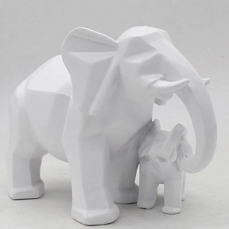 創意時尚都會抽象設計輕奢華復古親情家族母子象 POLY製簡約loft刷色吉祥如意招財大象擺飾 非洲印度泰國神聖動物 大象