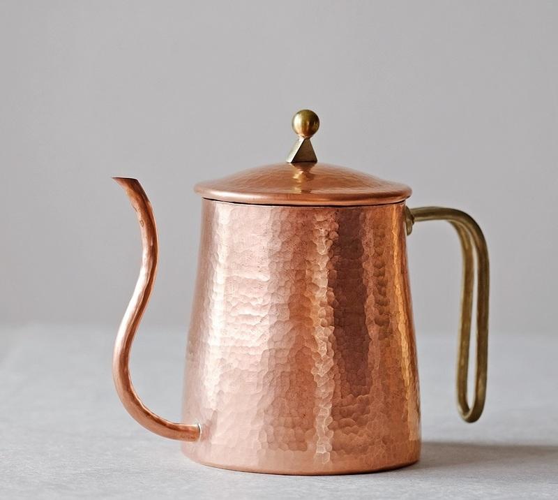 ☆訂製☆ 日本大師水野正美手工錘紋咖啡細口壺純銅一片銅kono HARIO