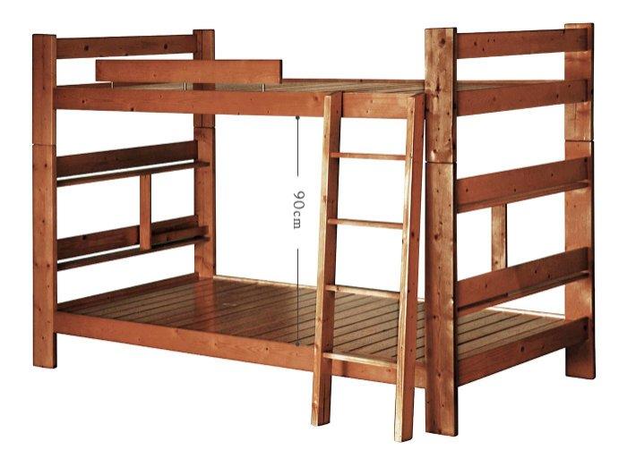 【DH】商品貨號001-8商品名稱《北歐風格》3.5尺雙人松木雙層床/書架型實木床底。可拆成兩組單人床。備3尺另計 特價