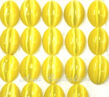 黃色貓眼 8x10mm 橢圓形戒面 一份11顆 B01-CE8 串珠 首飾 飾品 金工 手工藝 半竇石DIY 材料 配件