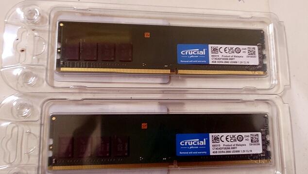 原廠換回未拆美光DDR4/2666/4G*2支=8G賣250元.桌機用記憶體