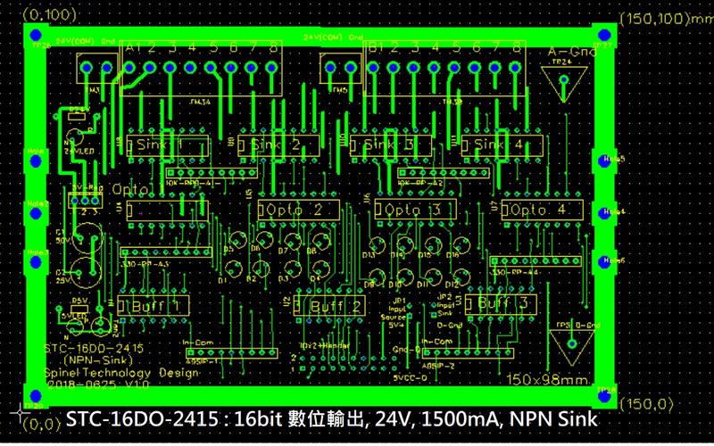 16bit Digital Output  24V 1500mA NPN Sink 數位輸出卡(10片)