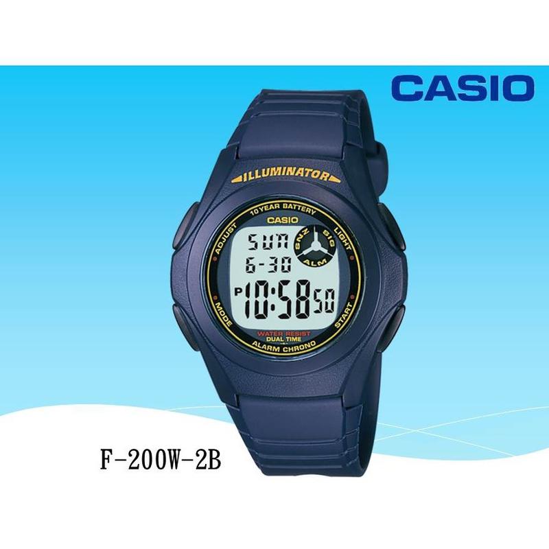 CASIO手錶專賣店 運動電子錶 30米防水 當兵學生考試 大字幕 保證台灣卡西歐公司F-200W