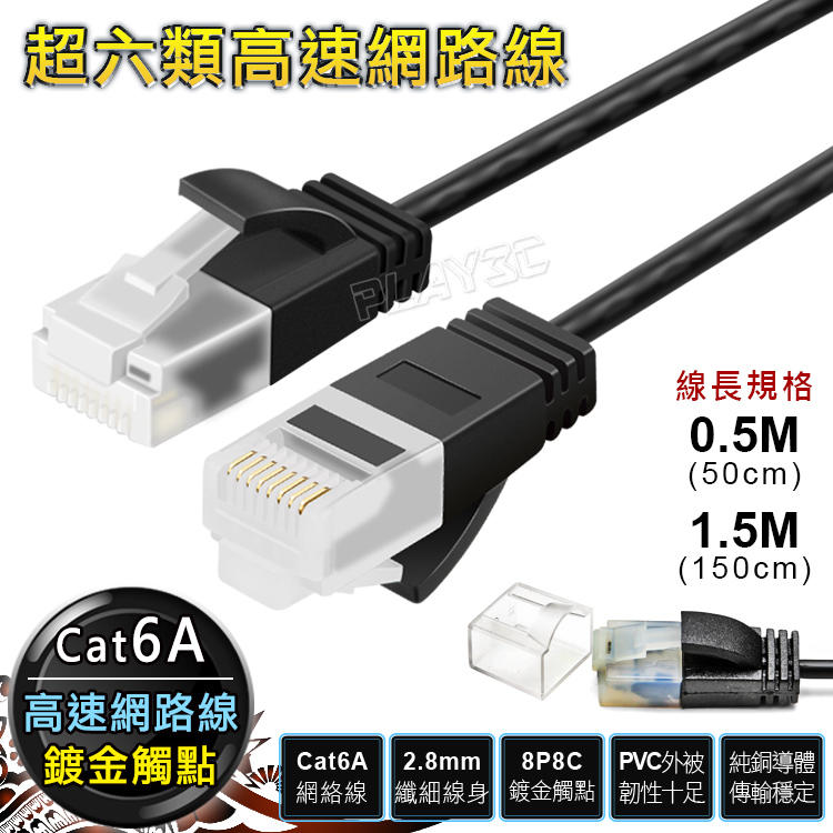 CL．CAT6A【0.5-10米】極細型 10Gbps超高速 UTP 網路線 ADSL 光纖 RJ45