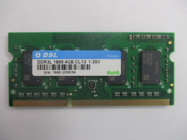DSL 4G DDR3L-1866 204pin 筆電、NAS(Synology/QNAP/ASUSTOR)用記憶體