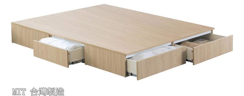 【生活家傢俱】HJS-411-5：艾美爾6X7尺雙人組合式抽屜床底-淺榆木【台中家具】加大 低甲醛E1系統板 台灣製造