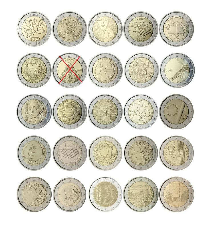 芬蘭 2004-2018年 2歐元 雙金屬 紀念幣 共24枚