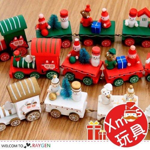 八號倉庫【3D220P513】聖誕節木質卡通造型小火車擺件 交換禮物