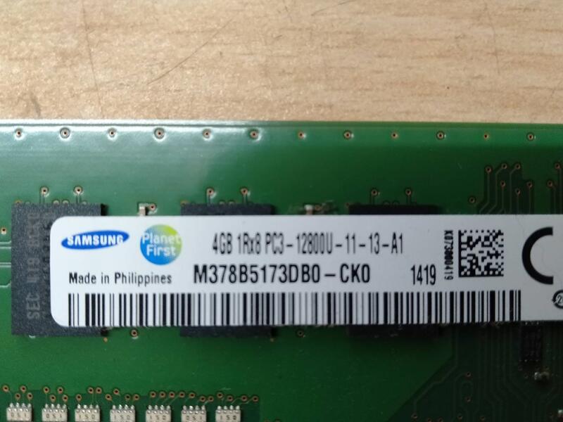 二手 三星 Samsung  DDR3  4GB 1Rx8 PC3-12800U  桌機單面記憶體