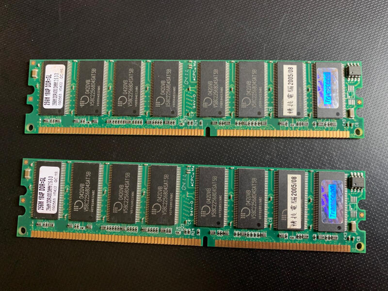 創見DDR400 184P 256M 記憶體2支同顆粒