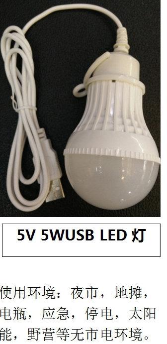 USB燈5V 5W LED 白光燈泡露營燈夜市燈緊急照明工作帳篷燈野營戶外強光移動電源行動電源5V燈泡帶5WLED