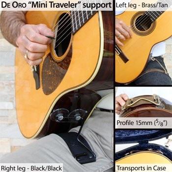 [黃石樂器] DE ORO 加拿大手工皮製 不鏽鋼 Mini Traveler 旅行吉他 專用 吉他支撐架 腳托