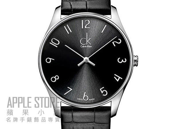 【蘋果小舖】CK Calvin Klein Classic 凱文克萊超薄皮帶錶-數字/黑錶帶#K4D211CX