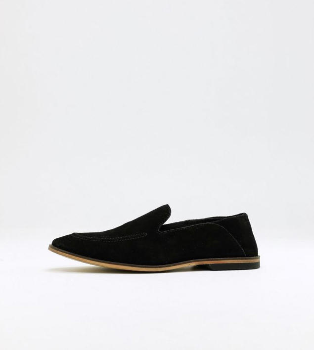 ASOS DESIGN Loafers In Black Suede With Collapsable Back