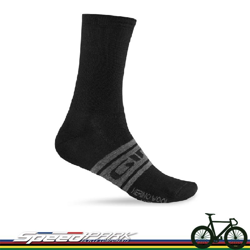 【速度公園】GIRO Seasonal Wool 黑灰色 襪子 混紡美麗諾羊毛 登山車 義大利製造-M/L/XL號