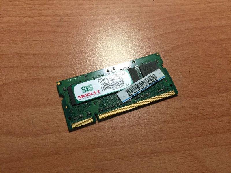 SIS MODULE 矽統 DDR2 667 512MB 雙面 筆電用 SODIMM 記憶體