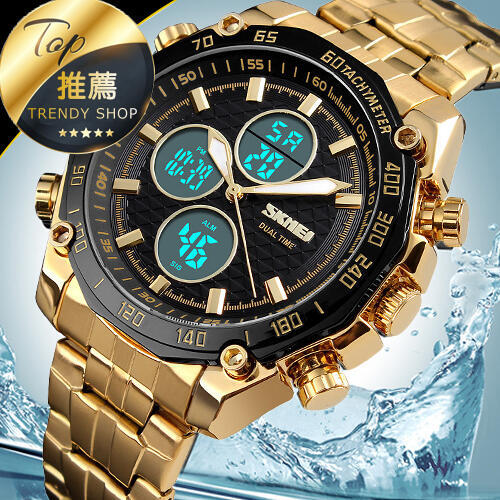 《台灣現貨 雙顯示/三眼顯示》SKMEI男錶 電子錶 防水錶 運動錶 47MM  夜光/碼表/日曆 【SB001302】