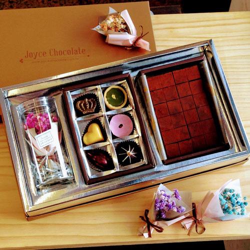 JOYCE巧克力工房-浪漫花禮盒【生巧克力、手製巧克力、乾燥花罐】