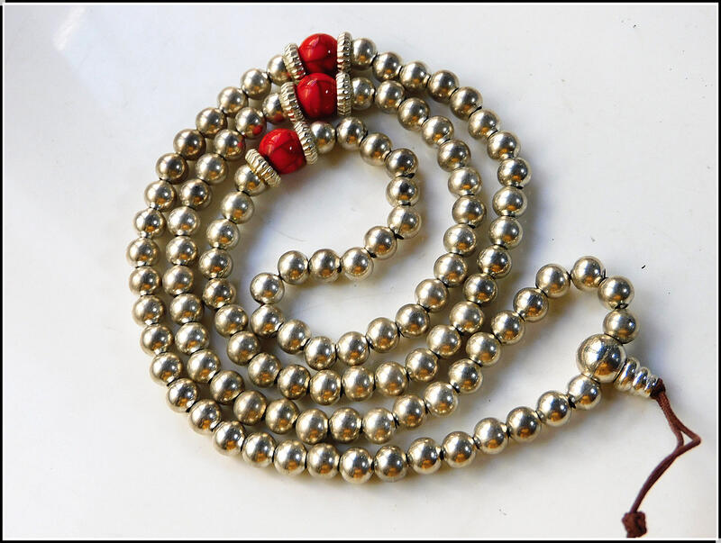 【雅之賞|佛教|藏傳文物】特賣*西藏藏銀(8mm)108顆念珠~012013