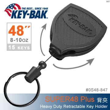 〔A8捷運〕美國KEY BAK SUPER48 Plus 系列強力負重48"伸縮鑰匙圈 (背夾款)  #0S48-847