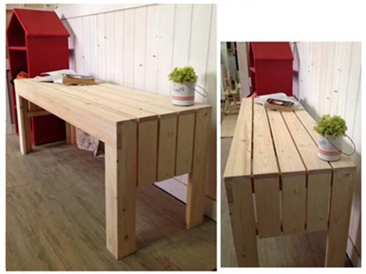 BECKY條狀簍空ㄇ型桌 子母桌 木製